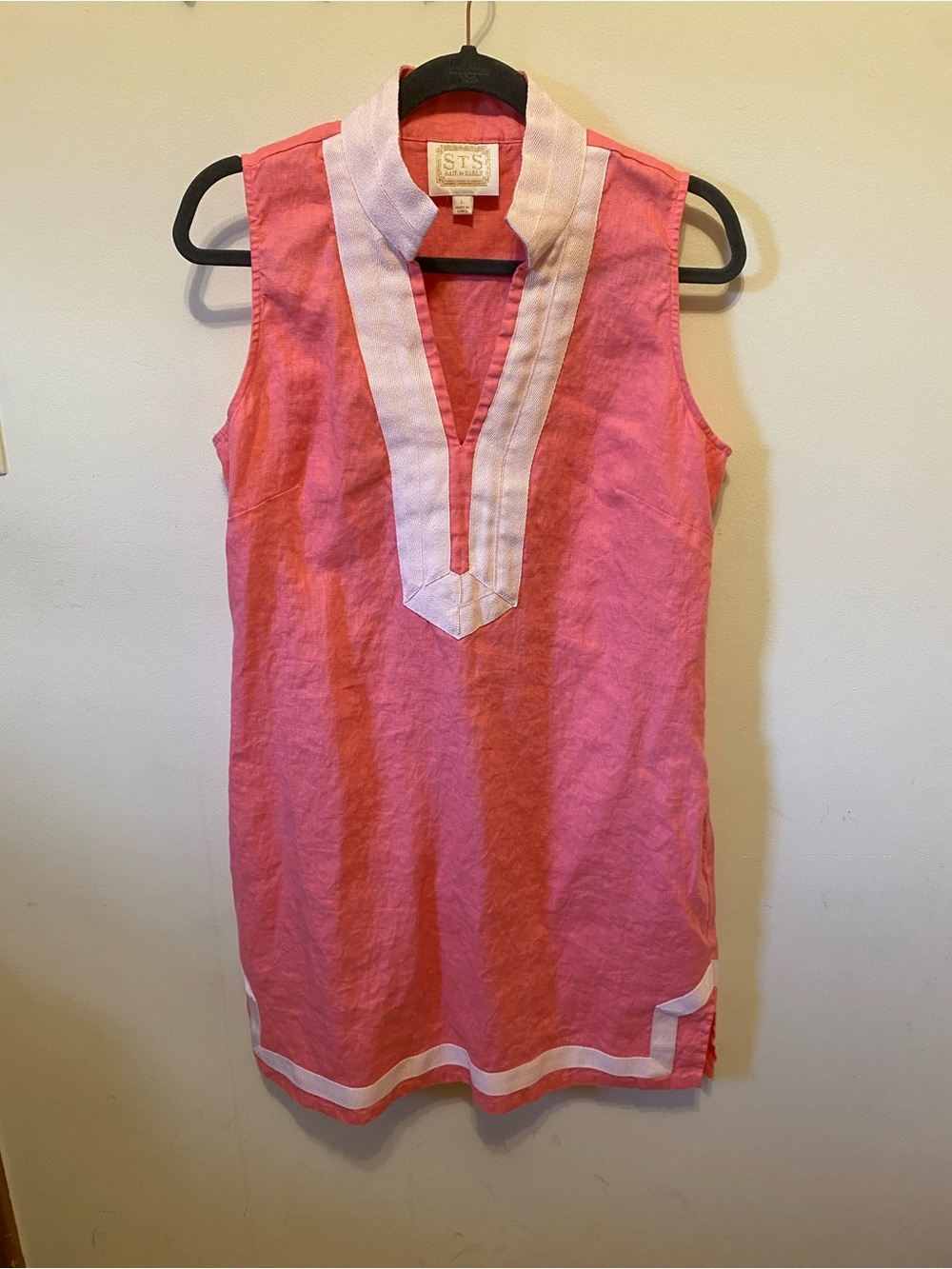 Sail to Sable pink mini dress 100% linen size large like new